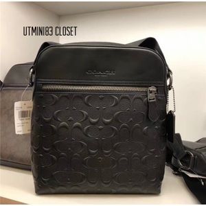 🌈💯NEW🌈Coach Men Houston Flight bag in signature/crossbody bag/messenger bag